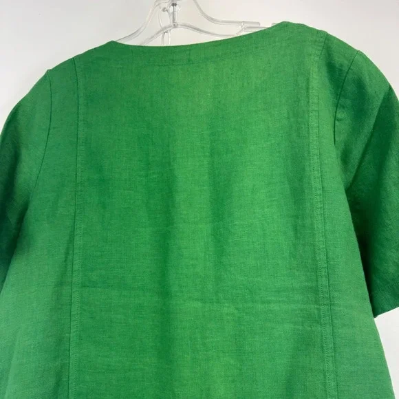Seasalt Cornwall Painting Class Dress Green 100% Linen Midi Pocket Shift US 8 - Picture 12 of 14